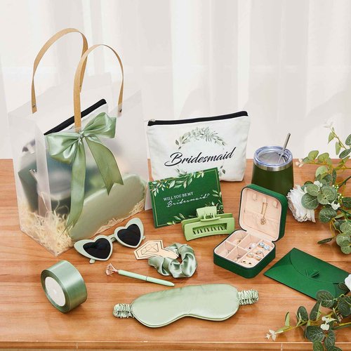 Jingmore 68 Pcs Bridesmaid Proposal Gifts Will You Be My Bridesmaid Gift Set of 6, 12 oz Tumbler Jewelry Box Cosmetic Makeup Bag Scrunchies Invited Cards Favors for Bridal Wedding Bachelorette Party