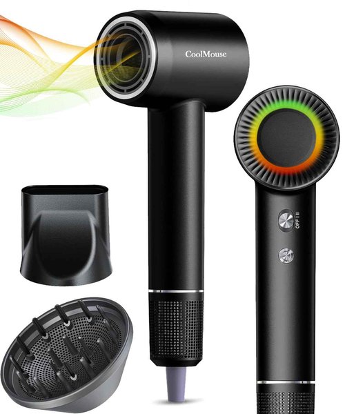 High-Speed Ionic Hair Dryer: 150000 RPM Brushless Motor 500 Millions Negative Ionic Care Blow Dryer for Fast Drying Low Noise Thermo-Control Hairdryer, Travel with Magnetic Diffuser & Nozzle