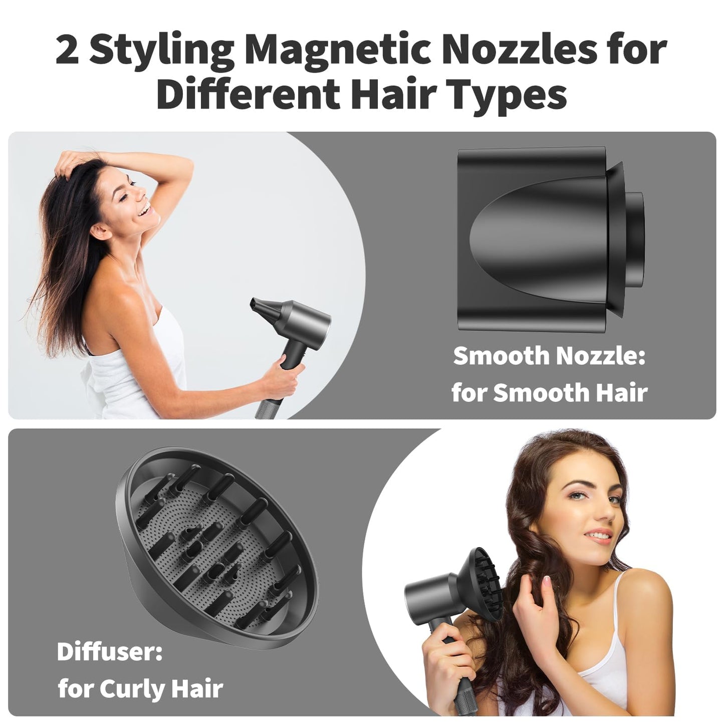 Hair Dryer-110000 RPM High-Speed Ionic Blow Dryer, Brushless Motor, 8 Wind Modes, Magnetic Nozzles & Diffuser, Intelligent Temperature Control, Reduces Frizz & Enhances Shine, Quiet & Fast Drying