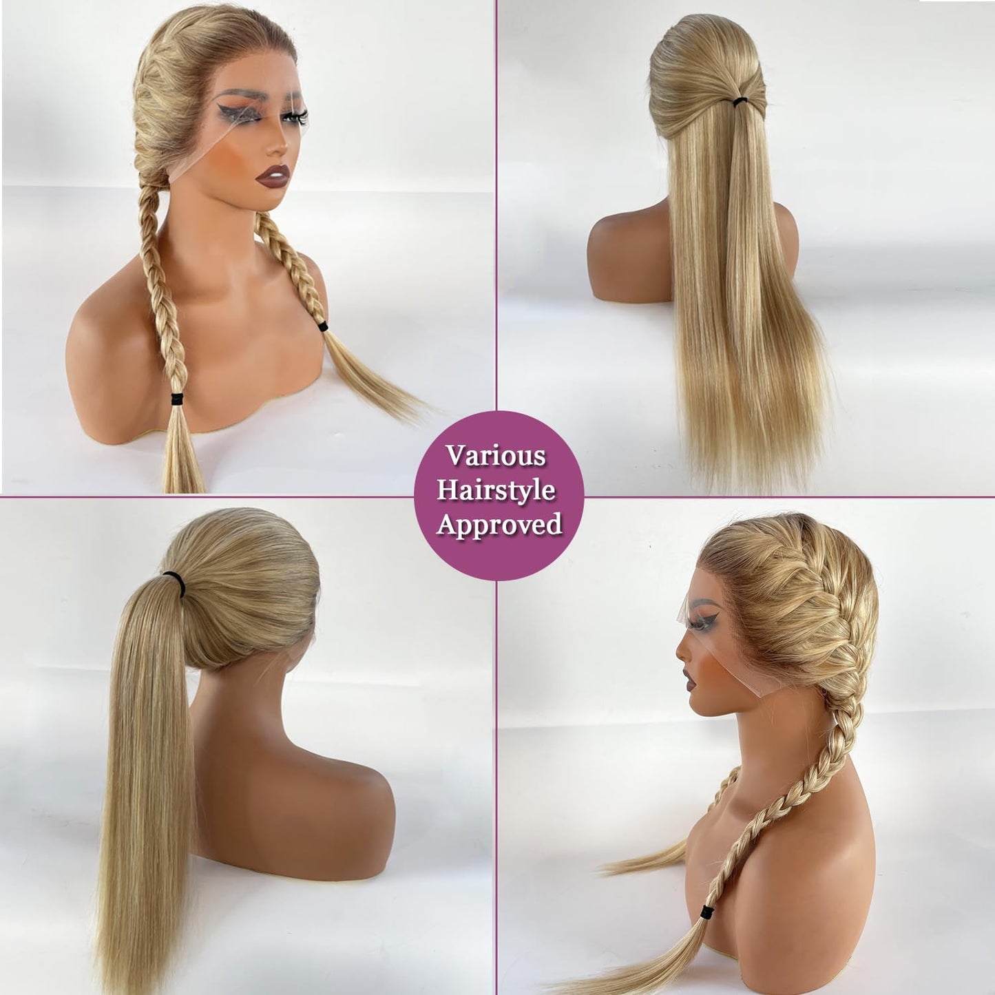 13x6 Lace Front Wigs Human Hair Brown Roots to Golden Blonde Balayage Blonde Highlights Wig Human Hair 18 Inch Glueless Lace Front Wigs Human Hair Pre Plucked Straight Colored Wigs for White Women