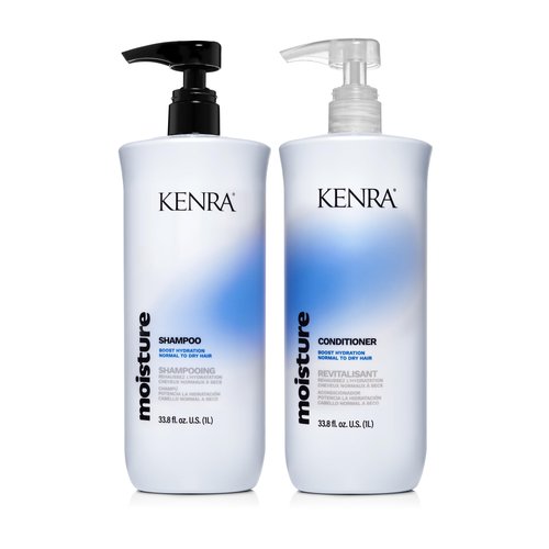 Kenra Professional Moisture Shampoo & Conditioner Set | Boost Hydration | Improve Manageability and Shine | Nourish Dry Hair | Color Safe | Efforless Detangling | Normal to Dry Hair | Liter Duo
