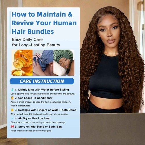 Enaiiby Chocolate Brown Bundles Human Hair 14 16 18 Inch Brazilian Color 4 Deep Wave Bundles Human Hair Unprocessed Breezy Wave Virgin Hair for Black Women with Silky Texture & Quick Weave