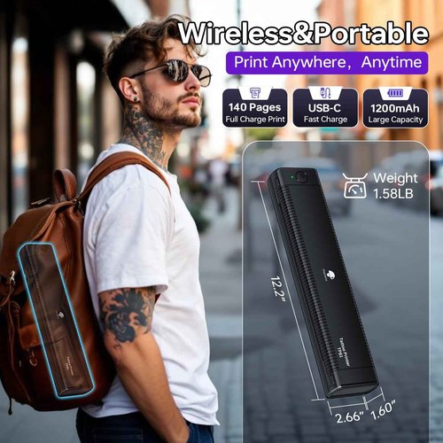 Phomemo Tattoo Stencil Printer Upgraded, TP81 Bluetooth Tattoo Printer with 10pcs Transfer Paper, Compatible with Phone/Tablet/PC, Tattoo Supplies for Tattoo Artists & Beginners,Black
