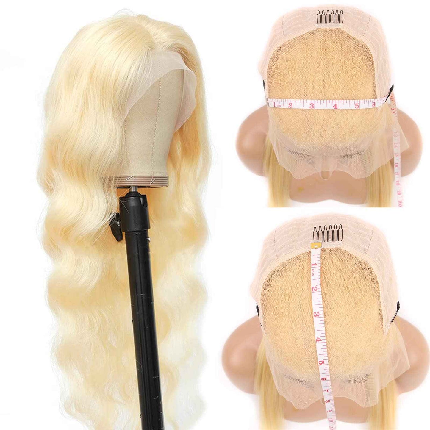 HUANGCAI 613 Lace Front Wig Human Hair, 28inch 13x6 Blonde Lace Front Wigs Human Hair, 613 Body Wave HD Transparent Lace Frontal Wig, 180% Density Blonde Wig Human Hair Pre Plucked with Baby Hair