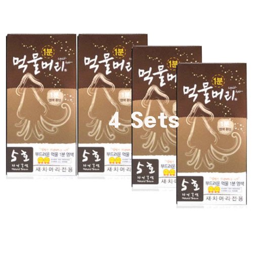 No.5 Natural Brown 1 Minute Hi-Speed Hair Color Dye Permanent 60+60g 4 set No Ammonia Korea