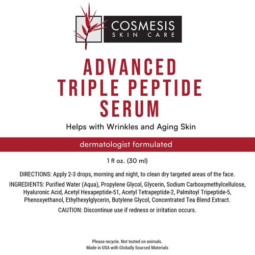 Advanced Triple Peptide Serum - Reduce Wrinkles, Support Collagen Renewal, Defend Against Aging | 1oz | Cosmesis