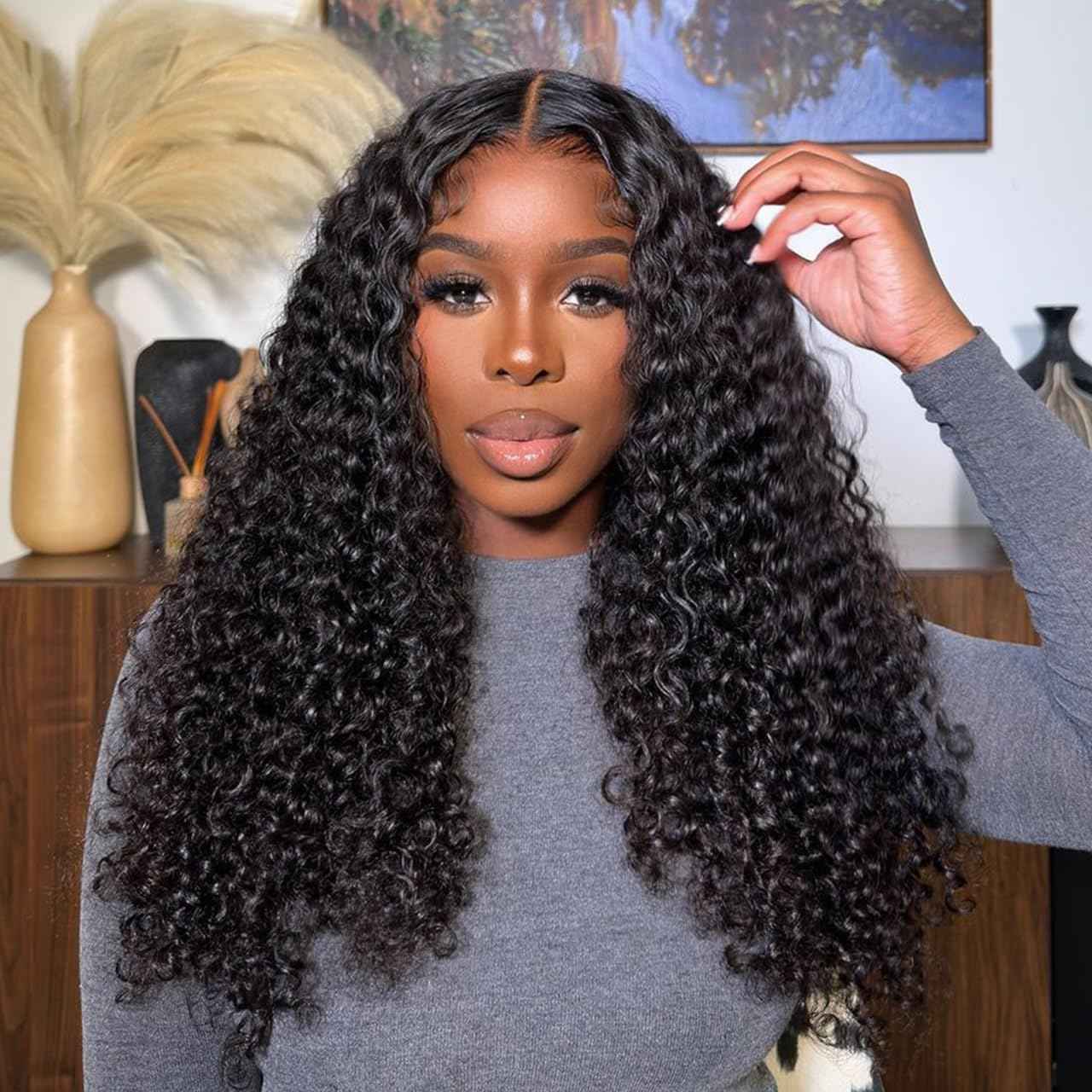 28inch 13x6 Deep Wave Lace Front Wigs Human Hair Pre Plucked Pre Deep Curly Human Hair Wigs for Women 180 Density HD Lace Frontal Wig With Baby Hair