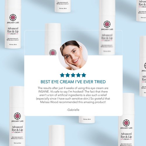 January Labs Advanced Eye and Lip Cream, High-Performance Eye Cream for Dark Circles and Puffiness, Nourishing Lip and Under Eye Cream for Wrinkles, Tri-Peptide Blend for Youthful Glowing Skin, 15mL