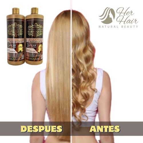 Generic Ciruga Capilar Marroquina Chocolate 33.8 oz, Shampoo Chocolate 33.8 oz - Kit 2 Pasos for Professional Use, Deep Hydration, Control of Waves, Anti-Frizz, Anti-Opacidity, Extreme Shine