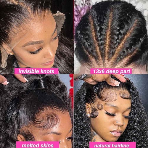 VIPbeauty 13x6 Deep Wave Lace Front Wigs Human Hair 200 Density Transparent HD Lace Frontal Wig for Black Women Pre Plucked With Baby Hair Virgin Hair Wigs 18 Inch
