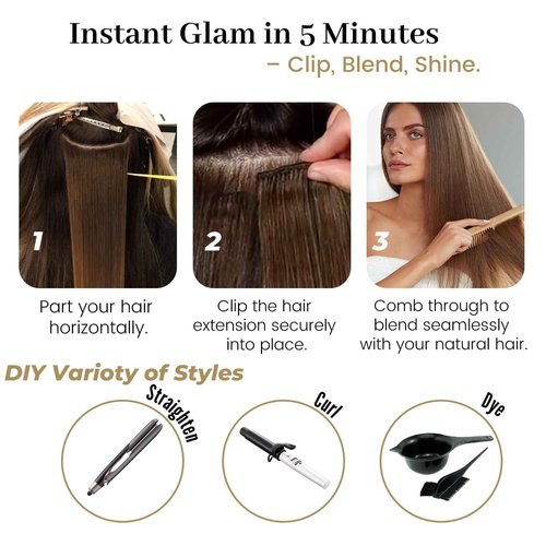 Jiameisi Clip in Hair Extensions Real Human Hair, 18inch Remy Human Hair Extensions Double Weft 70g 7pcs, Wine Red Straight Clip ins for Women #99j Burgundy