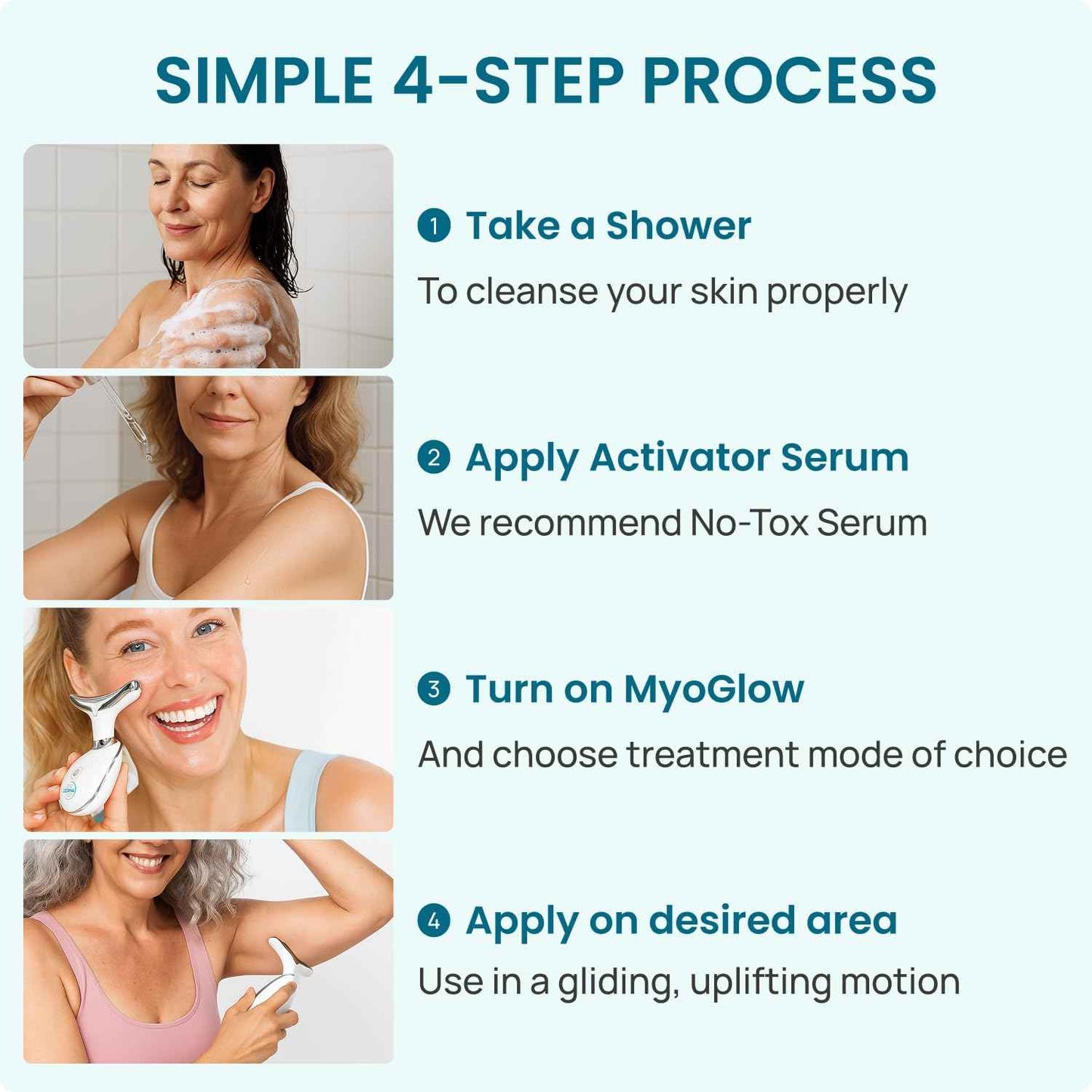 MyDermaDream MyoGlow & Niacinamide Serum & NoTox Serum - Total Body Skin Tightening and Lifting Device for Face, Neck, Arms, and Legs