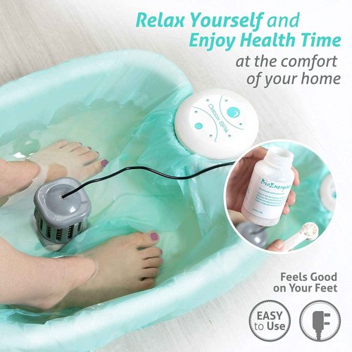 BioEnergizer Foot Spa Pro | Foot Bath Basin Machine for Cramped Muscles, Aching Feet, Stimulates Blood Flow, & Hydrates Skin | Comes w/Sea Salt & 30 Basin Liners (Foot Spa Pro)