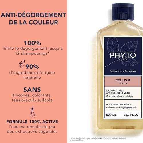 PHYTO COLOR Anti-fade Shampoo, Sulfate Free Shampoo For Color Treated Hair, Protects Color Intensity