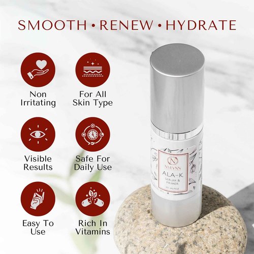 Nylynn Ala-K Alpha Lipoic Acid & DMAE Serum - Reduce Fine Lines & Wrinkles, Brighten Skin, Antioxidant Vitamin K Serum