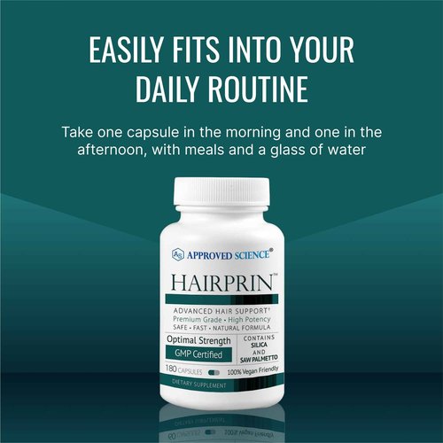 Approved Science Hairprin - Promote Hair Regrowth and Help Boost Scalp Circulation - 180 Vegan Friendly Capsules
