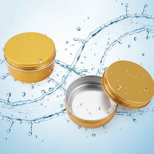 Patelai 2 oz 120 pcs Metal Round Tins Aluminum Tin Cans Salve Tins Containers with Screw Lid 20 Sheets Stickers for Salve Spice Candies Balms Candles(Gold)
