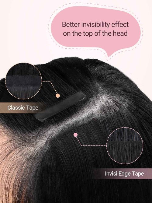 MAXITA Invisi Edge Tape in Hair Extensions Human Hair,Light Blonde Highlighted Golden Blonde Remy Human Hair,20pcs 20 Inch 50g Seamless Injected Tape in Extensions