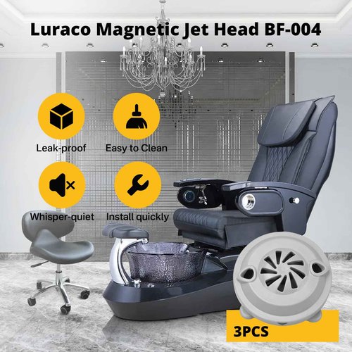 superbobi 3 Pcs BF-004 Pipeless Magnetic Jet Head Motor Replacement for LURACO Jet Motor Pedicure SPA Tubs Chair Part Magnetic Head (4 pin)
