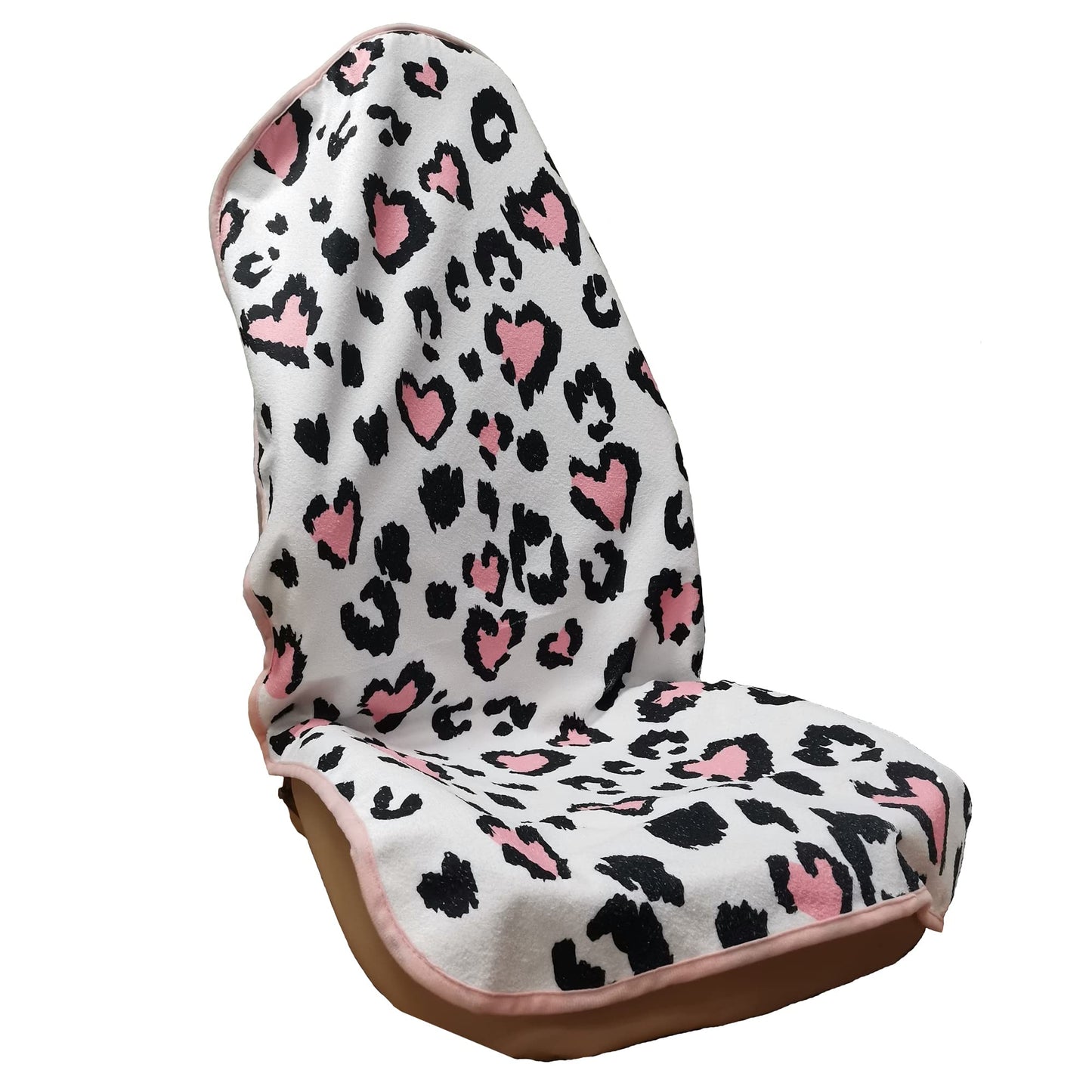 LoyaGour Car Seat Cover Protector Front Seats,for Gym Workout,Running,Swimming,Beach and Hiking,Waterproof Sweat Towel Bucket Seat Covers for Cars SUV Trucks (Leopard Print, 1Pcs)