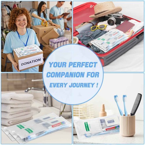 Pack of 50 Basic Toiletry Kits, Hygiene Kit Bulk, Individually Packed, Homeless Care Package Supplies Travel Size Toiletry Kit for Men Women Charity Reusable Toiletry Bag