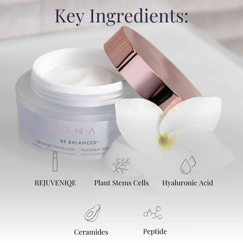 MONAT Be Balanced Lightweight Moisturizer - Restoring & Smoothing Hydrating Face Moisturizer with Hyaluronic Acid. Light Moisturizer Face Cream for Daily Skincare Routine - Net Wt. 45 ml / 1.52 fl oz