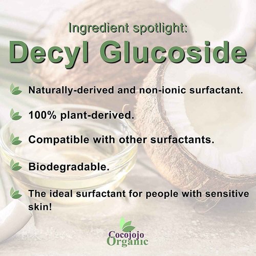 Cocojojo Decyl Glucoside Natural Surfactant - Surfactants for Soap Making, Lauryl Glucoside, DIY Shower Gel, Skin Care, Body and Face Wash, Plant Derived, Natural - 1 Gallon (Pack of 1)