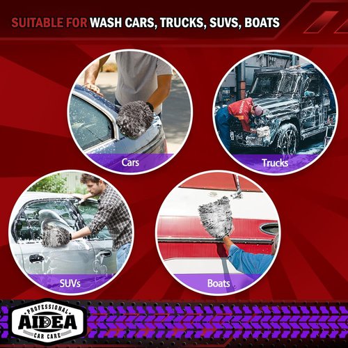 AIDEA Car Wash Mitt Microfiber, 1PK Scratch Free Lint-Free, Premium Chenille Microfiber Sponge Mitt Car Wash Brush, Grey, Regular Size 7.12''X10.14''