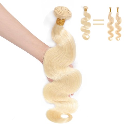 KingSup Blonde Body Wave Bundles Human Hair 26 Inch 15A 613 Blonde Bundles Human Hair,Sew In Quick Weave Body Wave Bundles 100% Real Human Hair Extensions Tangle Free Shedding Free Triple Lifespan 3X
