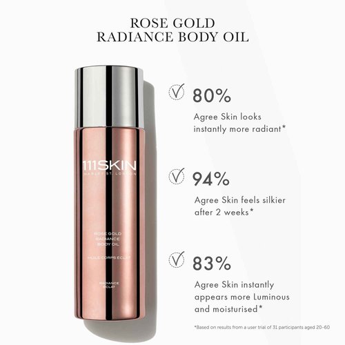 111Skin Rose Gold Radiance Body Oil, Non-Greasy Moisturizing Oil, Soothing Body Oil Containing Damask Rose Extract, Green Microalgae & Chamomile, 3.4 Fl. Oz.