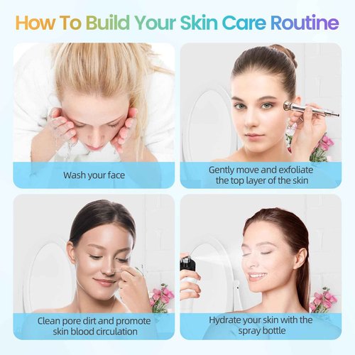 Diamond Micro-Derma-Dermabrasion Machine, 3 IN 1 Dermabrasion Facial Machine 0-68cmHg Suction Power, Professional Diamond Glow Facial Machine with Spray Kit, Home Use Facial Skin Care Equipment