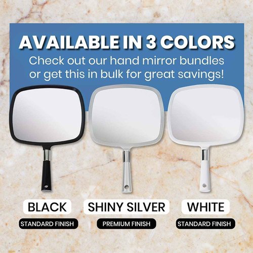 MIRRORVANA Pack of 5 Large Handheld Mirror Set for Barbers & Salon Hairdressers - Perfect for Home, Travel, & Makeup Use with Long Comfy Handle and Distortion Free HD Reflection - 13" x 9" (White)