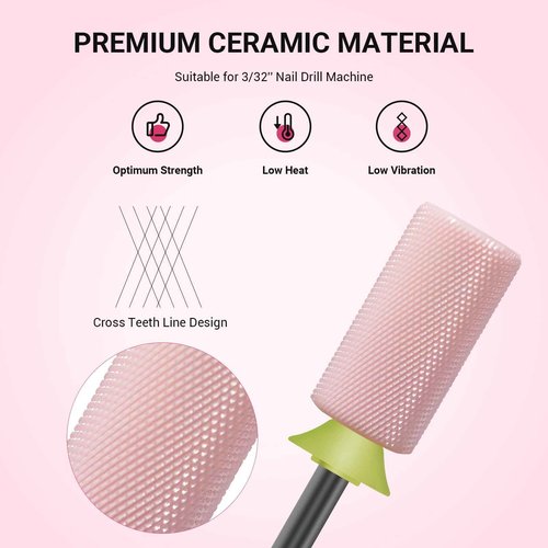 MelodySusie Rechargeable Nail Dust Collector with Ceramic 3/32'' Chamfer Flat Top Large Barrel Nail Drill Bit