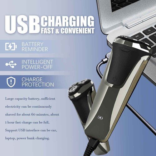 Snapbuy Electric Razor for Men, Snapbuy Electric Razor Pro, Ipx7 Waterproof Cordless Shaver with 90-Min Runtime, 4D Floating Head Rotary Shaver, Fast Charging (Black)