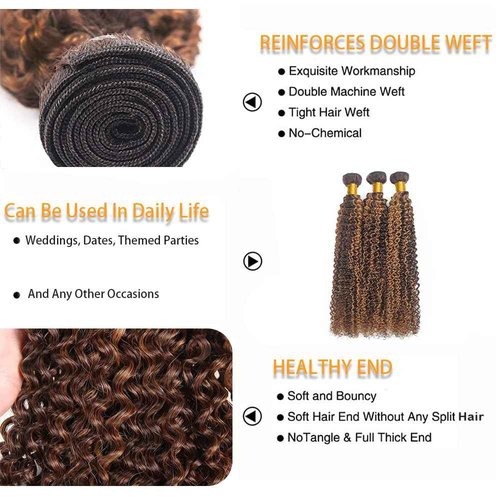 P4/30 Highlight Ombre Deep Wave Bundles Human Hair 26 28 30 Inch Unprocessed Brown Highlight Human Hair Bundles Extension
