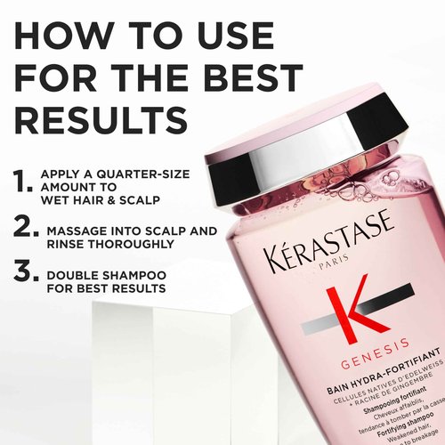 Kerastase Genesis Hydra-Fortifiant Shampoo For Weak or Damaged Hair - Anti-Breakage & Strengthening, Hydrates Hair, Silicone-Free, 16.9 Fl Oz (Refill)