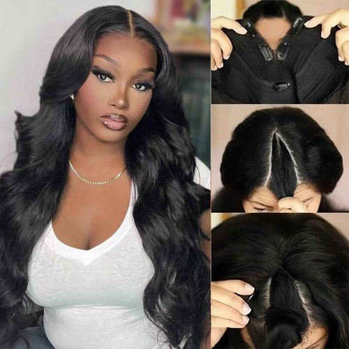 beautkol V Part Wig Human Hair Body Wave Upgrade U Part Human Hair Wig With Clips Brazilian Virgin 100% Human Hair VPart Wigs Human Hair For Black Women Glueless Beginner Friendly Body Wave 22Inch