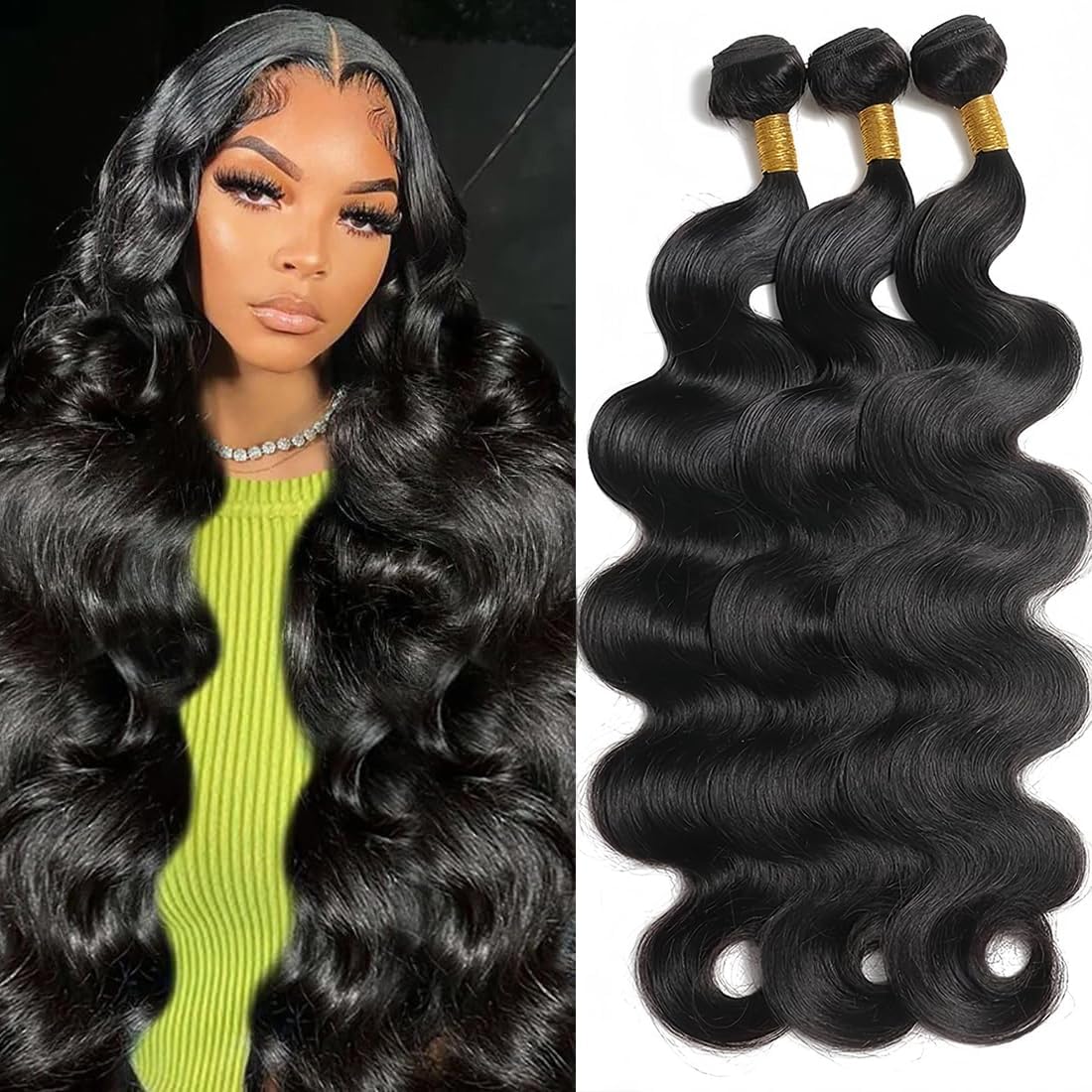 12A Human Hair Bundles Body Wave Bundles Human Hair 20 22 24 Inch 100% Unprocessed Brazilian Virgin Hair Body Wave 3 Bundles Deals Real Human Hair Extensions For Black Women Natural Black