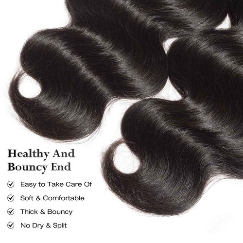 ASHINE Human Hair Bundle Body Wave Straight, Unprocessed Cambodian Raw Hair Bundles for Women Natural Black 20 Inch, Keep Soft and Silky After Multiple Washes