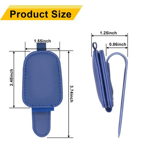 Yuoyar Sunglass Holder for Car, Magnetic Leather Sunglasses Holder and Ticket Card Clip, Car Visor Accessories, 2 Packs (Blue)