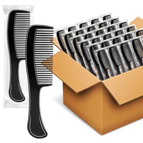 HOFASON 300 Pcs Bulk Hair Combs Individually Wrapped for Women, Kids, Men Beard, Professional Wide Tooth Comb for Hair Styling, Travel, Homeless, Hotel, Shelter, Nursing Home and Church (Black)