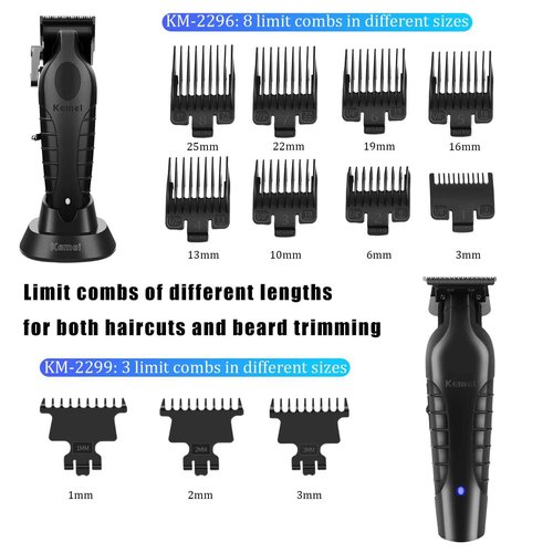KEMEI Professional Hair Clipper, Hair/Beard Trimmer, Eletric Shaver Set for Men, Cordless Beard Trimmer, Rechargeable Barber Clippers, USB Fade Clipper Haircutting Kit, KM-2299, KM-2296, KM-2024