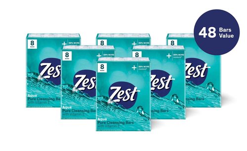 Zest Bar Bath Soap - Aqua, 8 Bar, 4 Fl Oz (Pack of 48)
