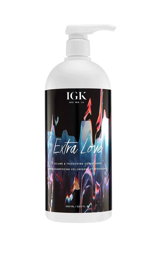 IGK EXTRA LOVE Volume & Thickening Conditioner Liter| Lightweight + Supports Scalp + Balance Oil | Vegan + Cruelty Free | 33.8 Oz