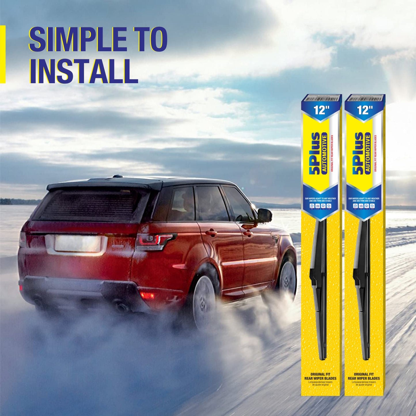 5 PLUS 12" Rear Wiper Blades Replacement For TOYOTA RAV4 2024-2019,2012-2001, Highlander 2019-2001,Land Cruiser 2019-2013,2011-2008, Yaris 2019,11-06 Venza 14-09, BACK Windshield Wiper Blades(12-A)