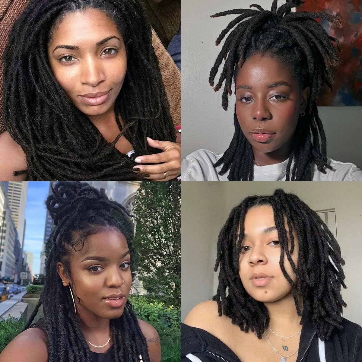 Lounoke Loc Extensions Human Hair,20 Inch 0.6cm Pencle Size Dreadlock Extensions Human Hair for Women Men Full Handmade Permanent Dreads Locs(Natural Black 40 Strands)