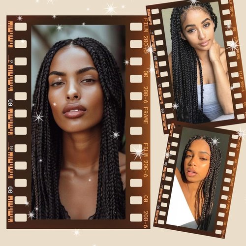 Sangtok 36 inch Knotless Box Braid Wigs, 360 Single Full Lace Braided Wigs for Black Women, Synthetic Black Braided Lace Wig