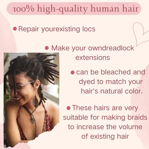 Afro Kinkys Bulk Human Hair for Dreadlock Extensions,Repair Locs, Twists and Braids, 180 Gram Each Package 100% Human Hair Afro Kinky Bulk Can be Dyed and Bleached (Natural Black, 10inch)