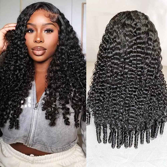 Half Wig Human Hair for Women 12 Inch Burmese Curly Glueless Clip-In Wigs 250% Density 3 IN 1 Half Wigs Flip Over Beginner Friendly Go Drawstring Wig No Glue No Sew Natural Color & Easy Install
