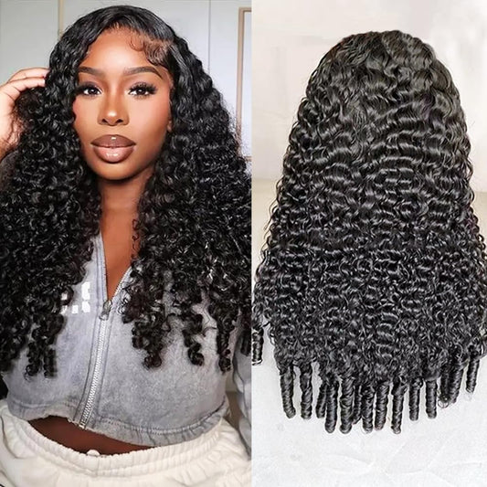 Half Wig Human Hair for Women 14 Inch Burmese Curly Glueless Clip-In Wigs 250% Density 3 IN 1 Half Wigs Flip Over Beginner Friendly Go Drawstring Wig No Glue No Sew Natural Color & Easy Install